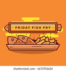 Abstract Friday Fish Fry Logo Design