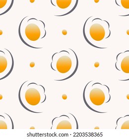 Abstract Fried Egg Drawing Pattern. Vector Drawing Fried Egg Seamless Pattern Background. Fried Egg Surface Pattern Design. Use For Fabric, Textile, Interior Decoration Elements, Upholstery, Wrapping.