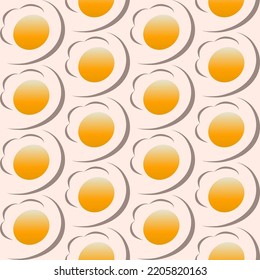 Abstract Fried Egg Drawing Pattern. Vector Drawing Fried Egg Seamless Pattern Background. Fried Egg Surface Pattern Design. Use For Fabric, Textile, Interior Decoration Elements, Upholstery, Wrapping.