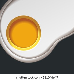 Abstract of fried egg with paper art and carve style, vector art and illustration.