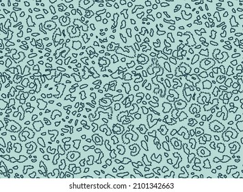 Abstract Fringed Leopard Spot Strokes Seamless Pattern Perfect Trendy Fashion Design Stylish Colors Vector Art Mint Blue Tones