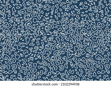Abstract Fringed Leopard Spot Strokes Seamless Pattern Perfect Trendy Fashion Design Stylish Colors Vector Art Navy Blue Tones
