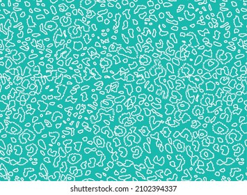 Abstract Fringed Leopard Spot Strokes Seamless Pattern Perfect Trendy Fashion Design Stylish Colors Vector Art Tiffany Blue Tones