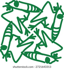 Ilustración de rana Abstractas en Formas dinámicas que simbolizan la vida y la naturaleza de los anfibios.