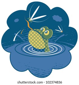 Abstract frog on hunting. Vector.