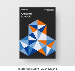 Abstract front page A4 design vector template. Clean geometric pattern placard layout.