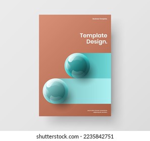 Abstract front page A4 vector design template. Unique realistic balls presentation illustration.