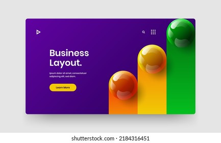 Abstract front page design vector layout. Clean realistic balls leaflet template.