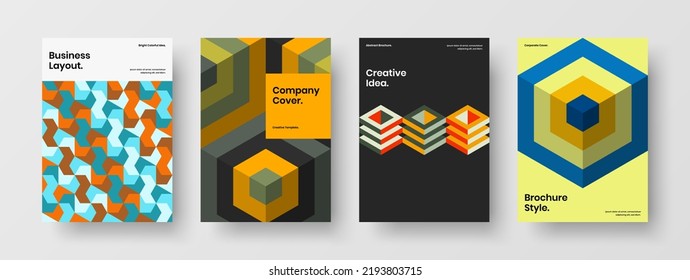 Abstract front page design vector template composition. Isolated mosaic pattern company identity layout bundle.