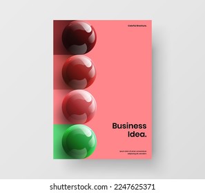 Abstract front page vector design illustration. Modern realistic spheres company cover layout.