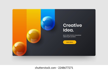 Abstract front page vector design layout. Minimalistic realistic spheres web banner illustration.