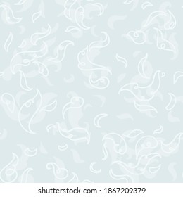 Abstract frost pattern on light blue background. Vector seamless pattern