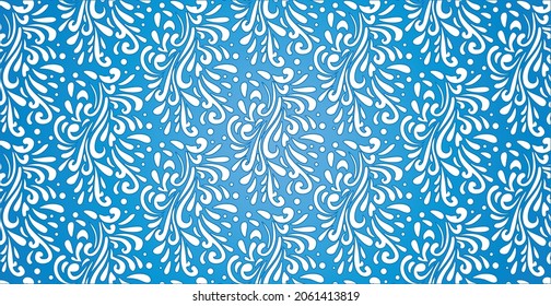 Patrones de escarcha abstracta, fondo de patrón web panorámico azul y blanco - Ilustración vectorial