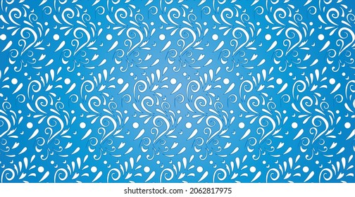 Abstract frosty patterns, panoramic blue and white web pattern background - Vector illustration