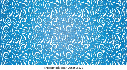 Patrones de escarcha abstracta, fondo de patrón web panorámico azul y blanco - Ilustración vectorial