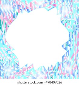 Abstract frozen ice texture on winter window.Frame with abstract blue mosaic wave.Background from pieces of glass.Luxurious texture.Vector illustration