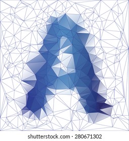 Abstract Frozen letter A low poly design gradient EPS10 vector illustration.