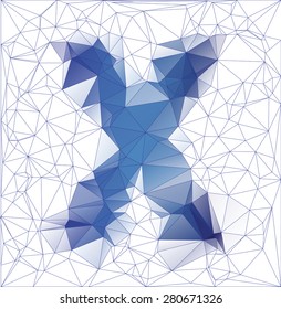 Abstract Frozen letter X low poly design gradient EPS10 vector illustration.