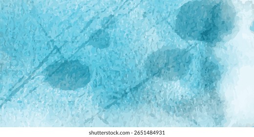 Abstract Frozen White and Blue Ice Surface Texture with Hand-Painted Watercolor Splash and Vector Blotch for Cool Modern Backdrops