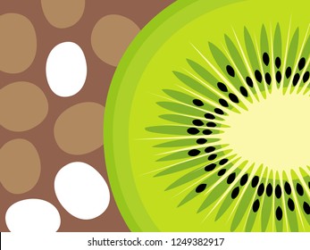 Abstract fruit design in flat cut out style. Kiwi Fruit. Vector illustration.