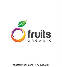 Abstract Fruit Logo Design Nature Organic. Initial Letter O Fruit Logo Design Template. Circle Fresh Fruit Logo Icon