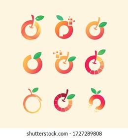Abstract fruit logo template. Colorful flat vector design