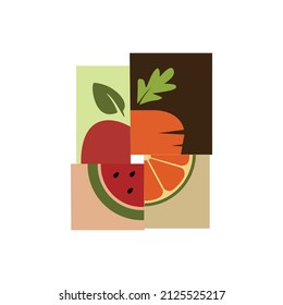 Plantilla de logotipo de fruta abstracta Diseño de vector plano colorido para tienda orgánica