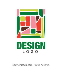 Abstract fruit logo template. Natural food concept. Colorful flat vecrtor design for greengrocery market, vegetarian cafe or product packaging