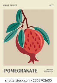 Afiche retro del mercado de la fruta abstracto con un diseño granado en tonos pastel de moda. Moderna e ingenua decoración de interiores, decorada con un toque original, pintura, paredes de cocina. Ilustración vectorial.