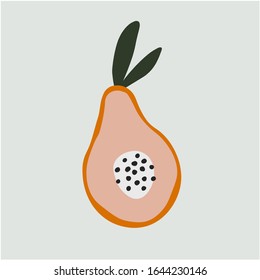 Abstract fruit modern illustration. Minimalist geometric pear digital art