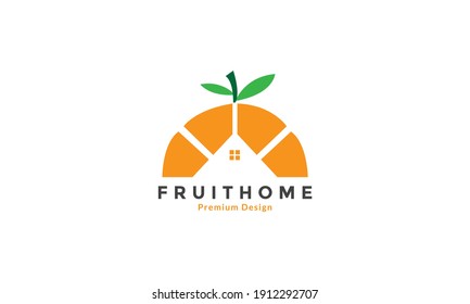 abstract fruit orange with home logo vector icon symbol design graphic illustration