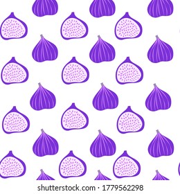 Resumen del patrón de fruta con higos. Patrón tropical sin soldadura con higo sobre fondo blanco. Ilustración vectorial con estilo dibujado a mano. Ornamento para textiles y envoltura.