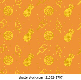 Abstract. Fruit pattern seamless summer background. Vector.