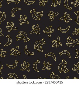 Abstract Fruit Seamless Pattern with Banana Vector Line Art can be use for background and apparel design