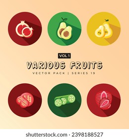 Abstract Fruit shapes art print elements - Colored flat vector illustration isolated on white background