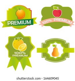 abstract fruits labels on a white background