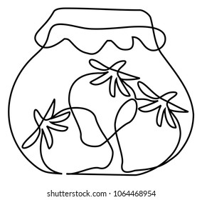 Abstract fruits one line drawing design