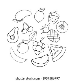 Abstract fruits one line drawing design. Minimalist style vector. 