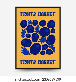 Abstract fruits posters template. Modern trendy Matisse minimal style. Exotic Healthy Food. Hand drawn design for wallpaper, wall decor, print, postcard, cover, template, banner.
