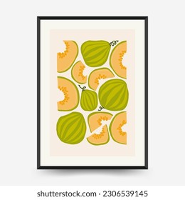 Abstract fruits posters template. Modern trendy Matisse minimal style. Exotic Healthy Food. Hand drawn design for wallpaper, wall decor, print, postcard, cover, template, banner.