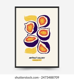 Abstract fruits posters template. Modern trendy Matisse minimal style. Exotic Healthy Food. Hand drawn design for wallpaper, wall decor, print, postcard, cover, template, banner.