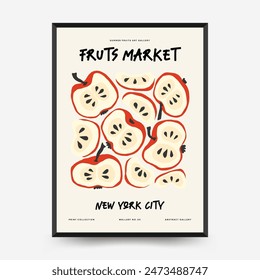 Abstract fruits posters template. Modern trendy Matisse minimal style. Exotic Healthy Food. Hand drawn design for wallpaper, wall decor, print, postcard, cover, template, banner.