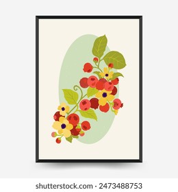 Abstract fruits posters template. Modern trendy Matisse minimal style. Exotic Healthy Food. Hand drawn design for wallpaper, wall decor, print, postcard, cover, template, banner.