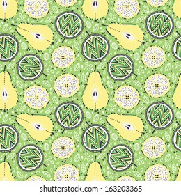 Abstract fruits seamless pattern