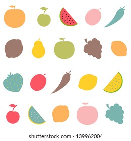 Abstract Fruits Set, Vector Illustration