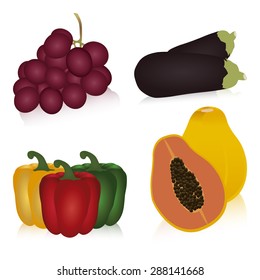 abstract fruits with shadow effect on a white background
