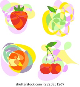 Abstract fruits.
Shapes of fruits over an abstract composition.
