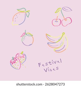 Abstract Fruits Vector Illustration with festive vibes slogan