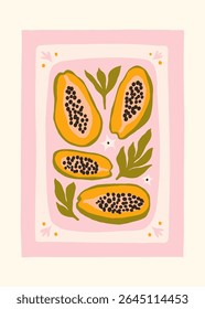Elementos Abstractas de frutas y verduras. Moderno minimalista de moda. Alimentación saludable. Diseño dibujado a mano para el Fondo de pantalla, decoración de la pared, impresión, postal, cubierta, Plantilla, Anuncio.