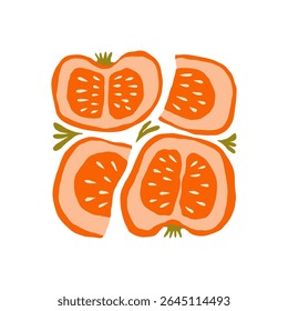 Elementos abstratos de frutas e legumes. Moderno minimalista da moda. Comida saudável. Desenho desenhado à mão para papel de parede, decoração de parede, impressão, cartão postal, capa, modelo, banner.